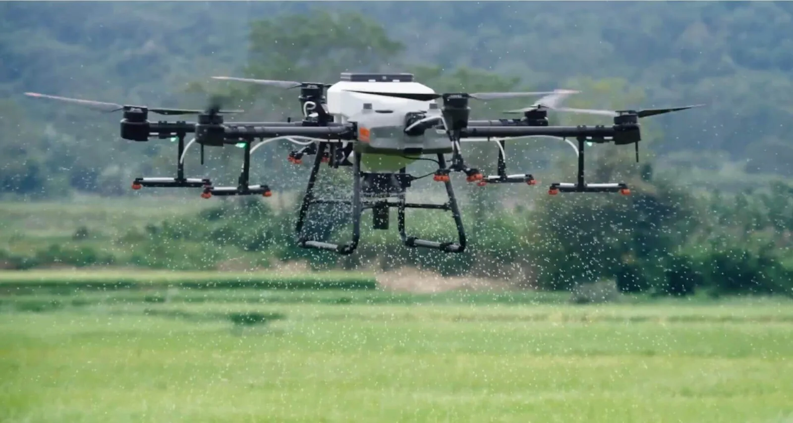 Apron zirai drone sahada ilaçlama uygulaması yaparken